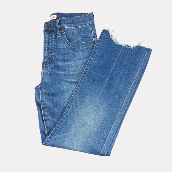 Madewell Cali Demi-Boot Distressed Hem Jeans Womens 26 Blue Five Pocket Zip Fly - Picture 11 of 11